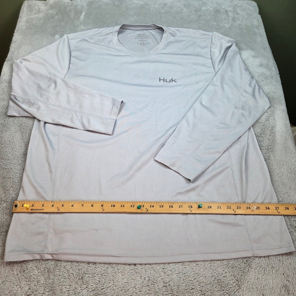 Huk Pursuit Fishing Shirt Mens XXXL Long Sleeve Mesh Panel Performance Tee Grey